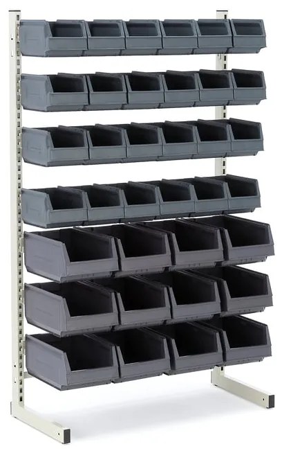 Stojan na náradie, jednostranný, s 36 plastovými boxami