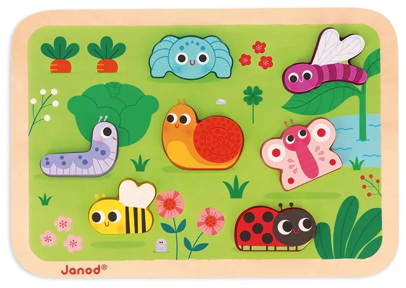 Drevené vkladacie puzzle 3D - Záhrada