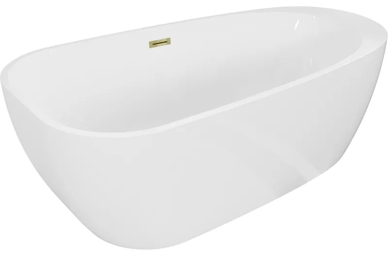 Mexen Giada, voľne stojaca vaňa 170 x 90 cm, biela lesklá, zlatý lesklý prepad, 52741709000-50