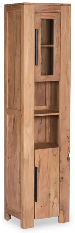 furniture-nabytek.cz - Masívna kúpeľňová skrinka Auckland z akáciového dreva, lakovaná, hnedá – 45×35×185 cm