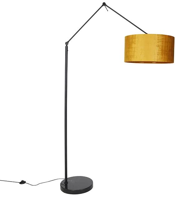 Moderná stojaca lampa čierna so zlatým tienidlom 50 cm - Editor