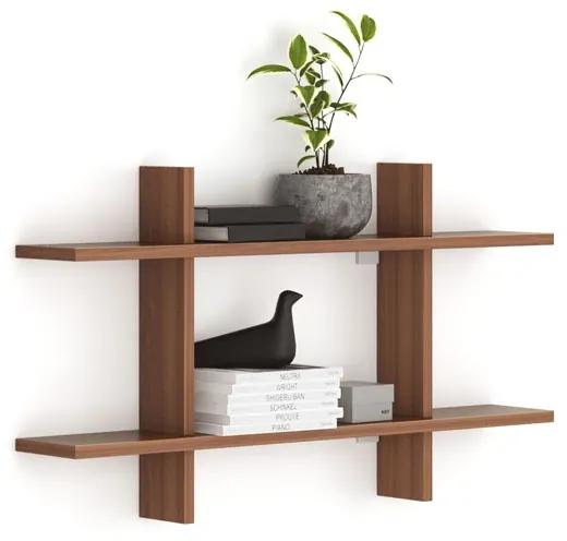 Kancelárska nástenná polica dvojitá SOLID, 1250 x 200 x 700 mm, orech