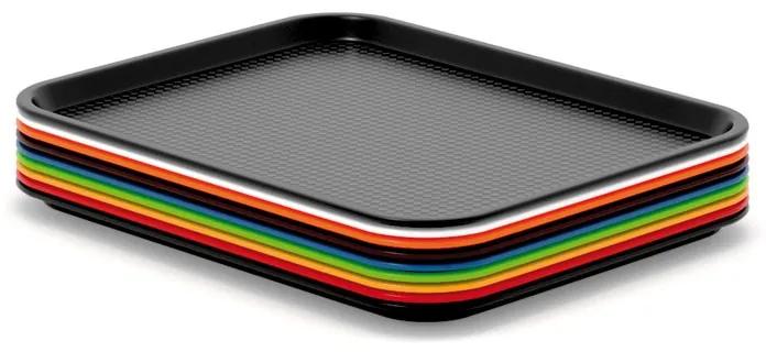 Plastová obdĺžniková servírovacia tácka, 450 x 350 mm, čierna