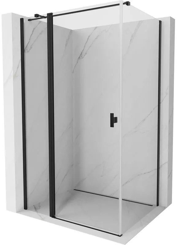 Mexen, Mexen Mist T sklápací sprchový kút 110 x 95 cm, priehľadný, čierny - 8A4T-110-095-70-00