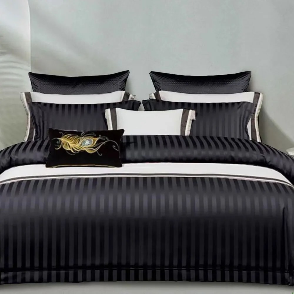 Saténové obliečky KRELA BLACK 3-dielna súprava 140x200 cm