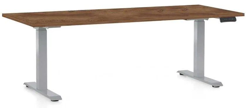 Výškovo nastaviteľný stôl OfficeTech D, 180 x 80 cm, sivá podnož, dub silverjack