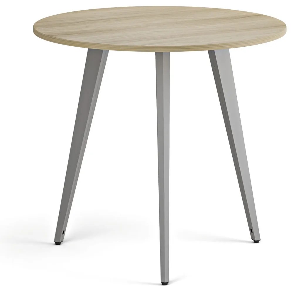 Konferenčný stôl PRIMO VIBE, priemer 80 cm, sivostrieborná podnož, dub prírodný
