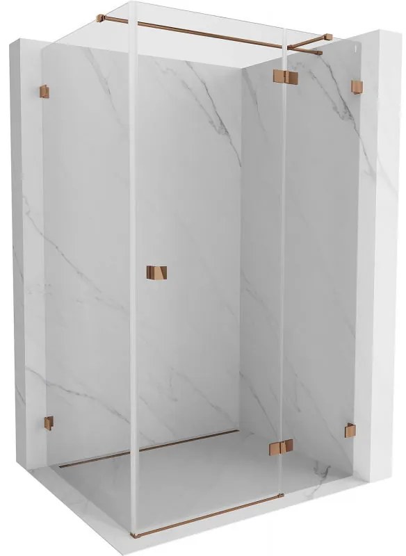 Mexen Lunar T, výklopný sprchový kút pravý 120 x 110 cm, 8mm číre sklo, profil ružové zlato, 834T-120-110-60-00-P