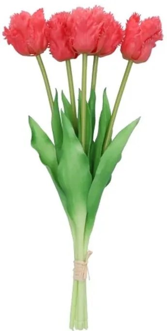 Kytica 5ks ružových realistických tulipánov Tulips Papagayo - 39 cm