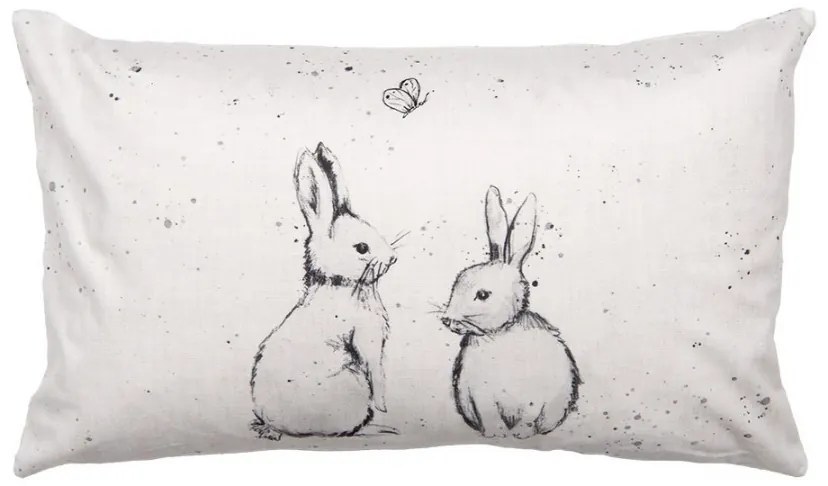 Béžová obliečka na vankúš s králikmi Bunny Buddies - 30*50 cm