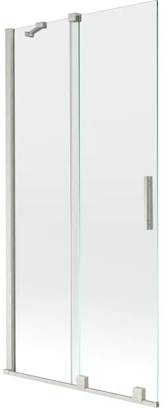 Mexen Velar, 2-krídlová posuvná vaňová zástena 90 x 150 cm, 8mm číre sklo, brúsená oceľ, 896-090-000-01-97
