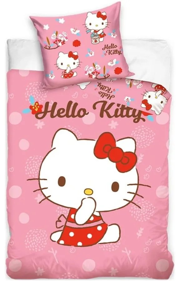 Posteľné obliečky do detskej postieľky Hello Kitty - 100% bavlna - 100 X 135 cm + 40 x 60 cm