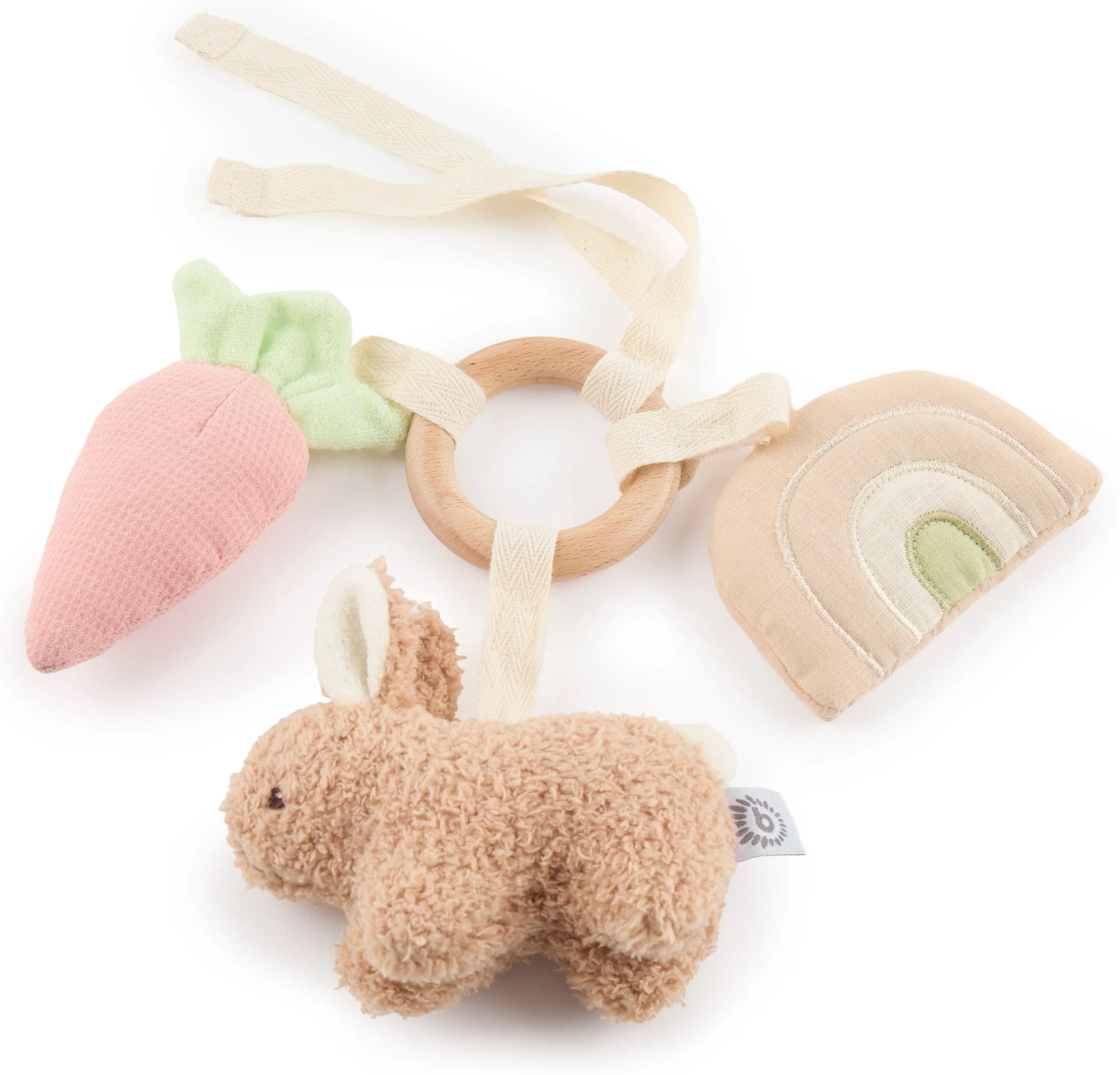 Bieco - Drevený krúžok s tromi odnímateľnými hračkami - králiček Fine