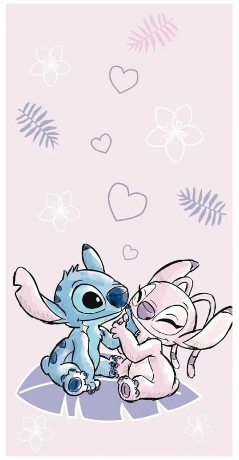 Plážová osuška Lilo &amp; Stitch - motív Stitch &amp; Angel - 100% bavlna - 70 x 140 cm