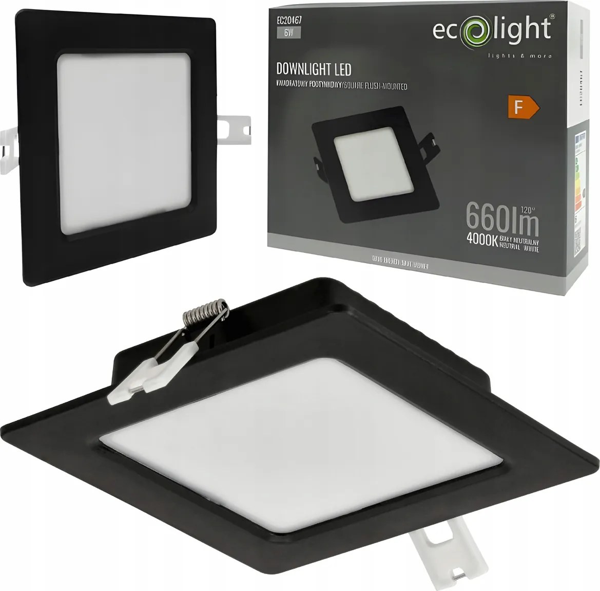 LED panelové stropné svietidlo do zapustenej montáže 6W, zapustené, čierne štvorcové, 4000K