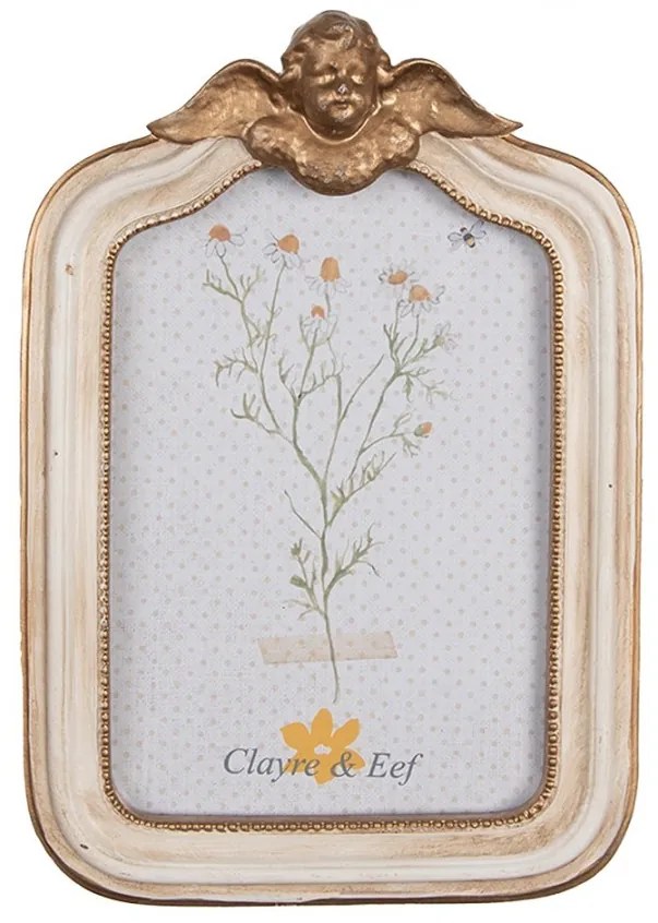 Béžovo-bronzový antik fotorámik s anjelikom - 14*3*20 cm / 10*15 cm