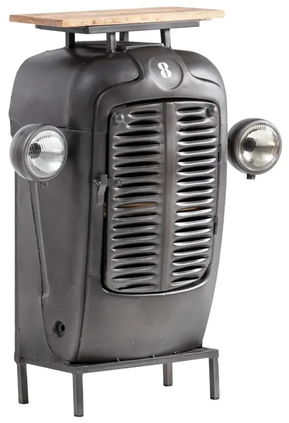 furniture-nabytek.cz - Masívny barový jedálenský stôl Traktor z kovu a dreva, lakovaný, šedý – 90×38×100 cm