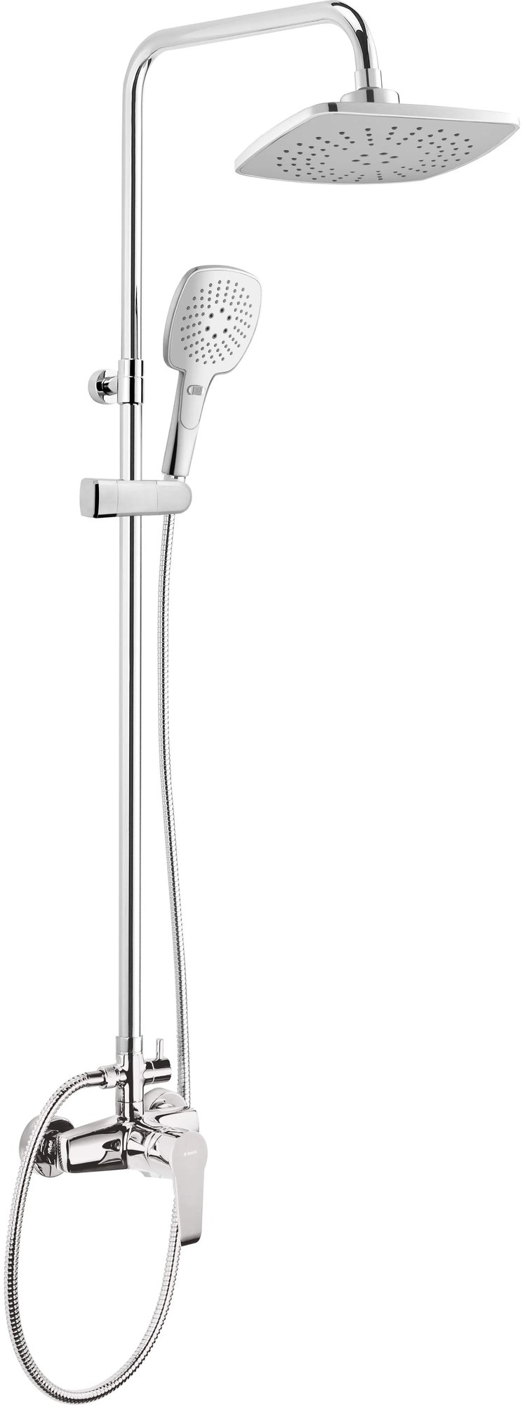 Deante Corio, sprchová batéria s hornou dažďovou sprchovou sadou, chrómová, NAC_01EM