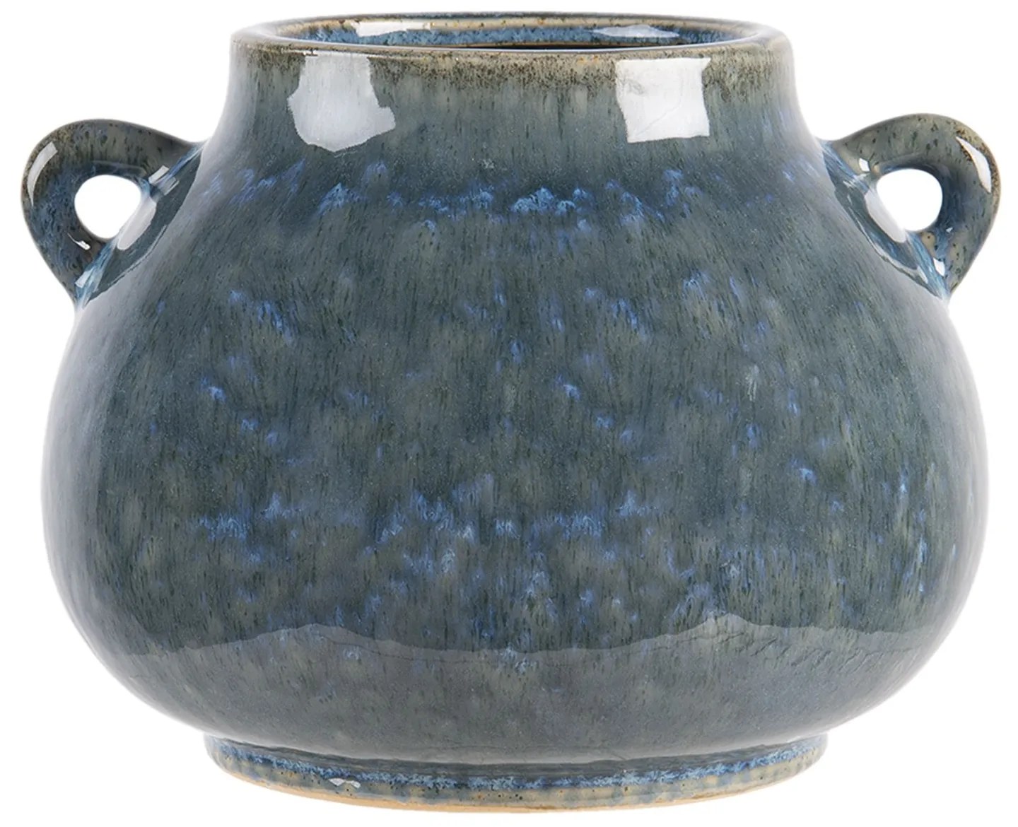 Modro zelený obal na kvetináč Flora s ušami - 21 * 20 * 16 cm