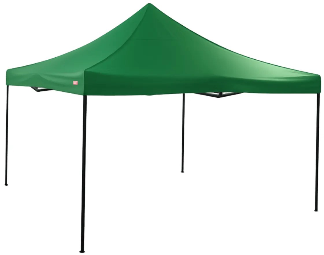 Rýchlorozkladací nožnicový stan 4x4m – oceľový, Zelená, Bez bočných plachiet