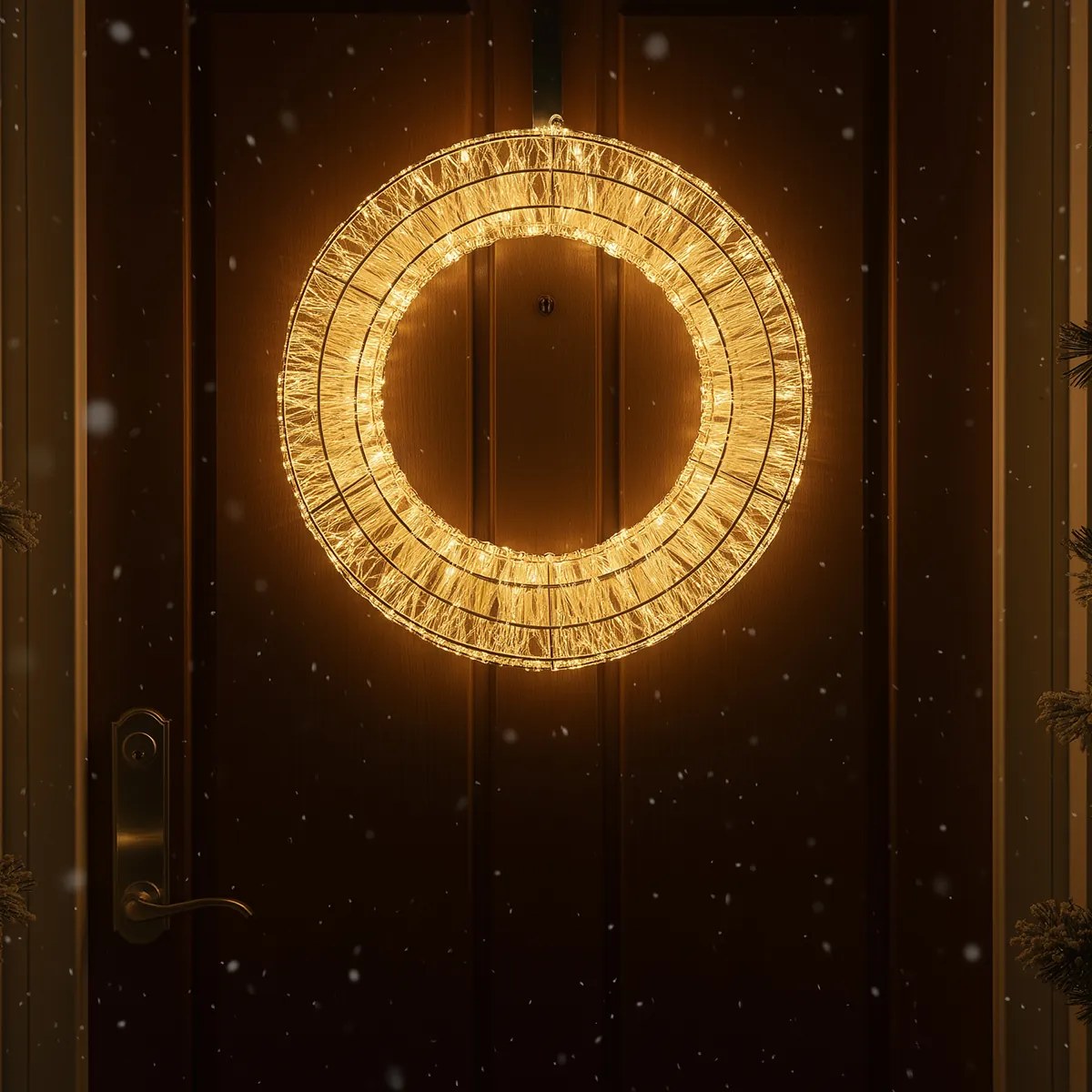 Vianočné závesné svetlo Veniec strieborný 45 cm vrátane LED IP44 - Nawa