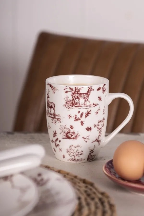 Hrnek na nádobí Béžový Červený 12x8x10 cm / 300 ml - 12x8x10 cm / 300 ml