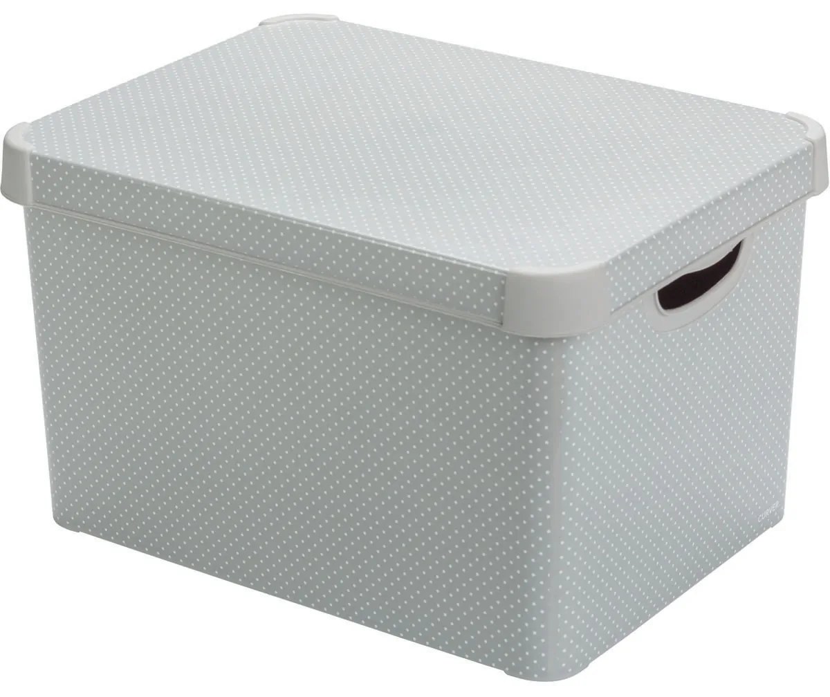 Curver Úložný box L šedý s bodkami