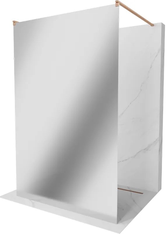 Mexen Kioto, sprchová zástena Walk-In 110 x 200 cm, 8mm sklo vzor zrkadlo, medený matný profil, 800-110-002-65-50