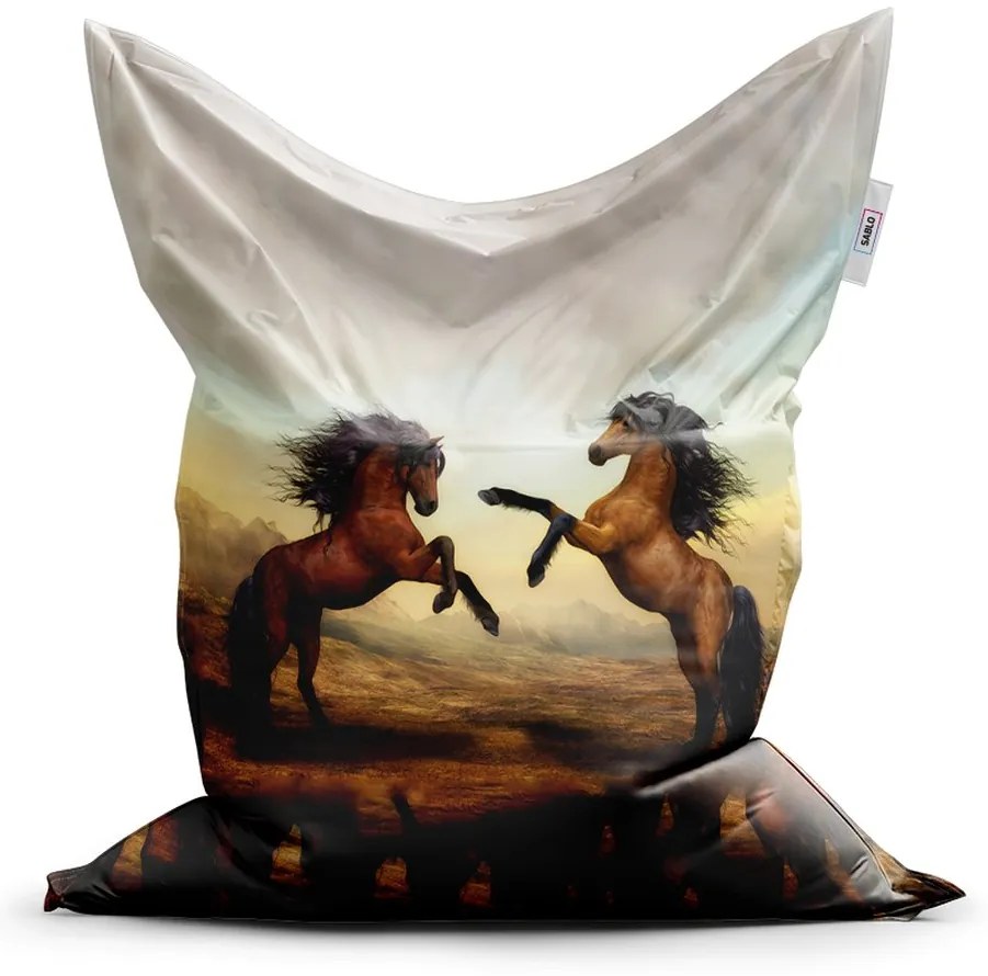 Sedací vak Classic vzpínajúce sa kone - detský, hnedá