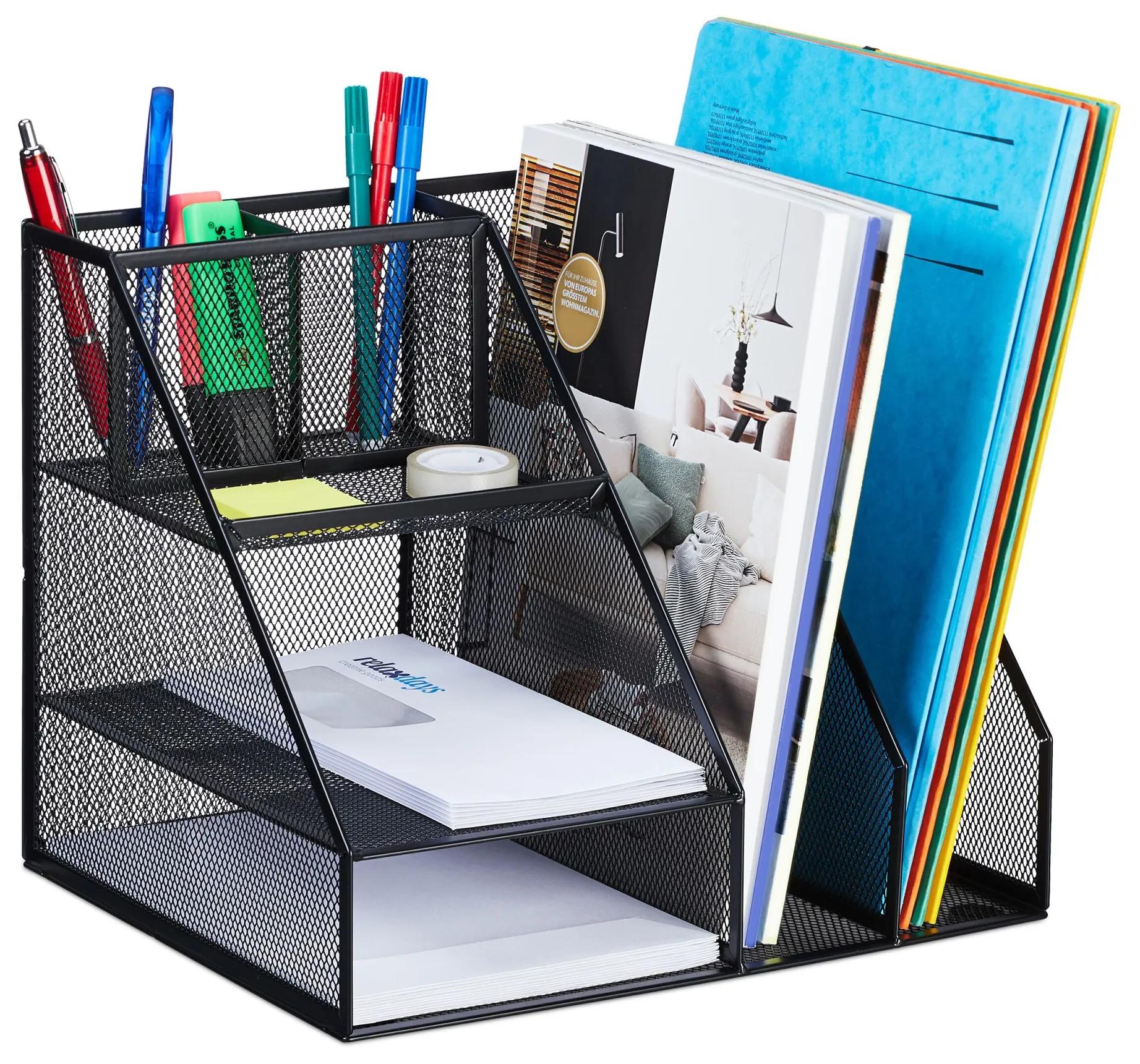 Kovový organizér na stôl so 7 policami RD47542, čierny