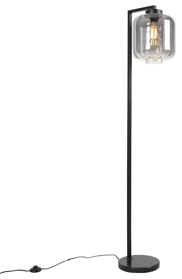 Inteligentná stojaca lampa čierna s dymovým sklom vrátane Wifi ST64 - Qara Down