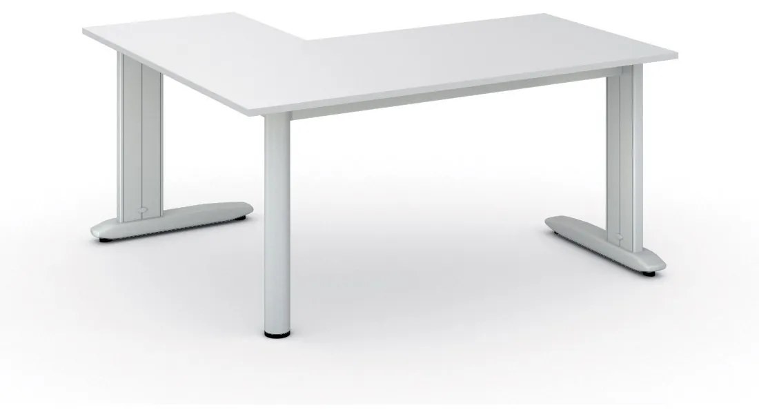 Rohový kancelársky písací stôl PRIMO FLEXIBLE, 1600 x 1400 mm, biela