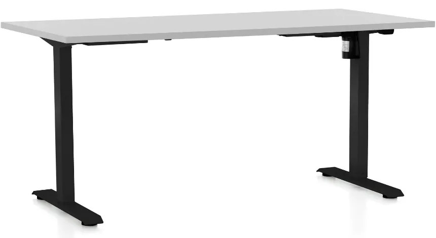 Výškovo nastaviteľný stôl OfficeTech A, 160 x 80 cm, čierna podnož, svetlo sivá