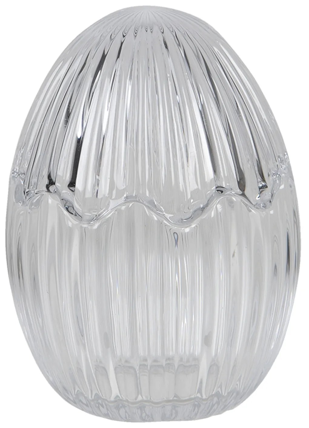 Sklenená dóza na cukríky v tvare vajíčka - Ø 9*12 cm