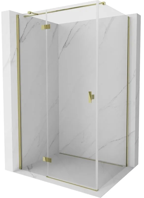Mexen, Mexen Mist H T sklápací sprchový kút ľavý 110 x 70 cm, transparentný, zlatý - 8A5T-110-070-50-00-L