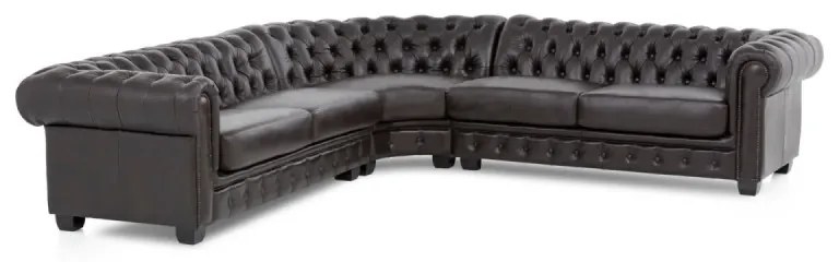 furniture-nabytek.cz - Masívna rohová sedacia súprava Chesterfield III z pravej kože, hnedá