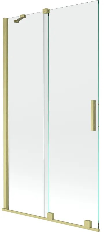 Mexen Velar, 2-krídlová posuvná vaňová zástena 100 x 150 cm, 8mm číre sklo, zlatý matný profil, 896-100-000-01-55