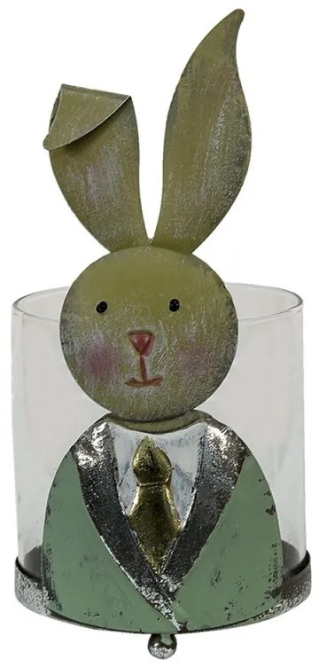 Svietnik na čajovku so zajačikom v saku - 11*10*22 cm