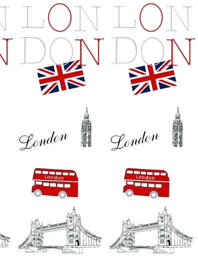 BISK Erga Peva, sprchový záves 180x200cm, polyester, biela-červená vzor London, ERG-06870