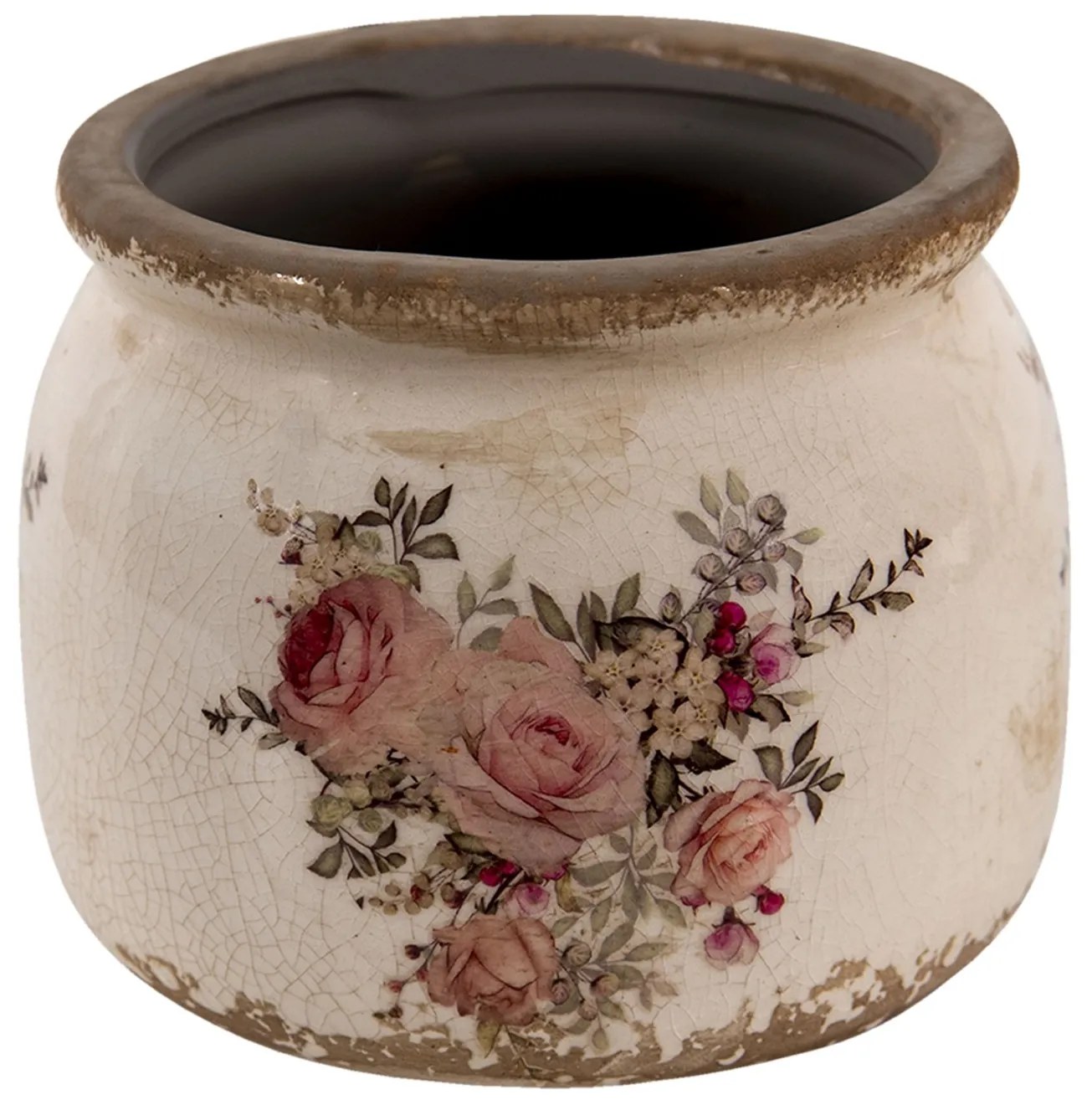 Keramický obal na kvetináč s ružami Rosien - Ø10*9 cm