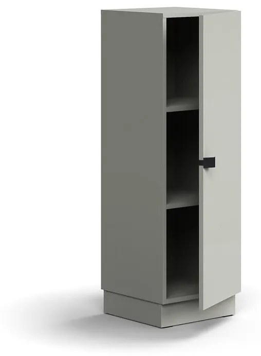 Skriňa QBUS, 2 police, so soklom, s madlom, 1252x400x420 mm, svetlošedá