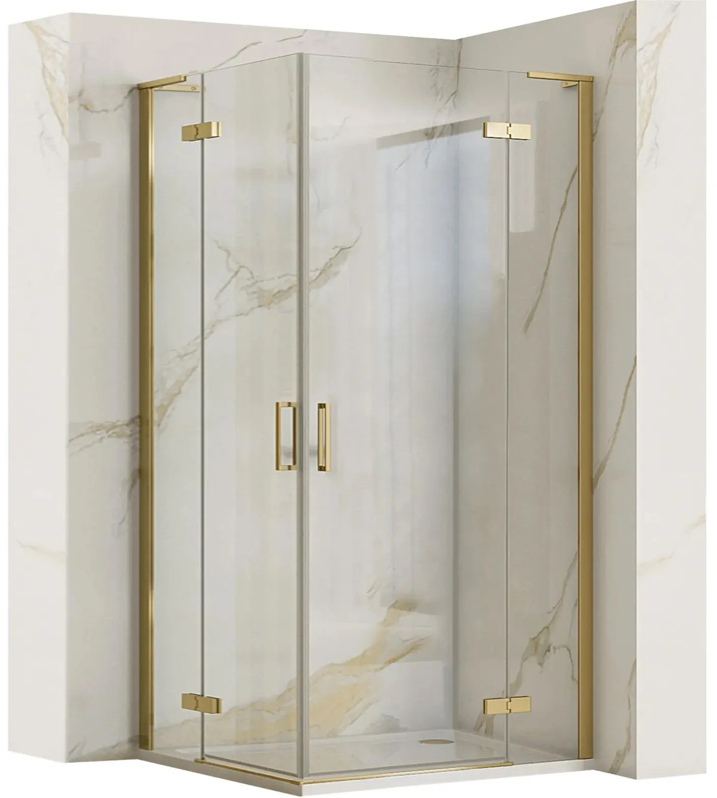 Rea Hugo Double, sprchová kabína 100(dvere)x80(dvere)x200,5 cm, zlatá matná, KPL-K0410
