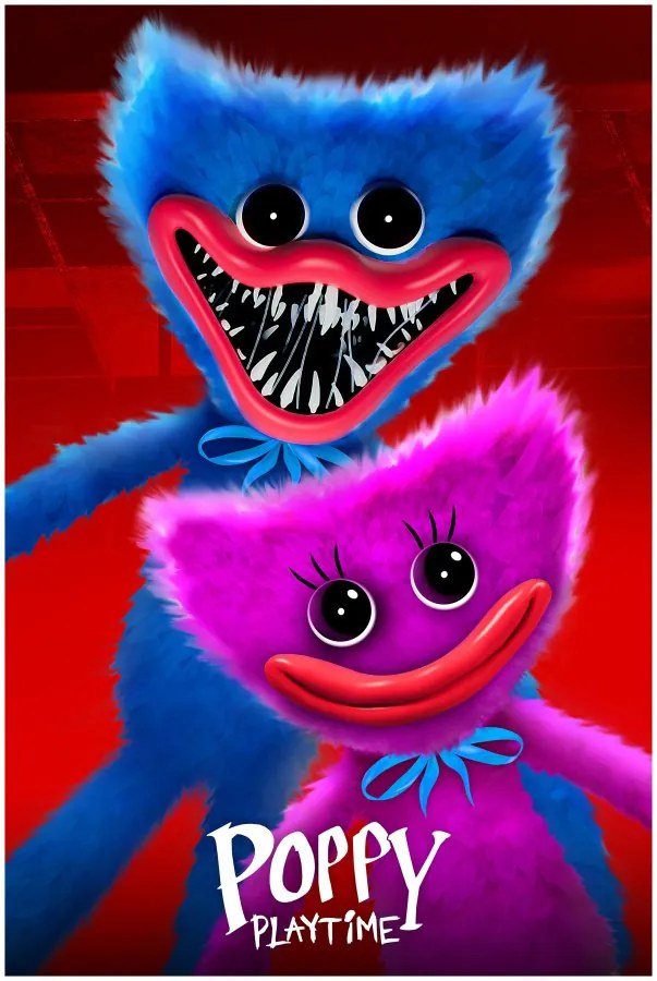 Fleecová deka Poppy Playtime – motív Huggy Wuggy a Kissy Missy - 130 x 170 cm