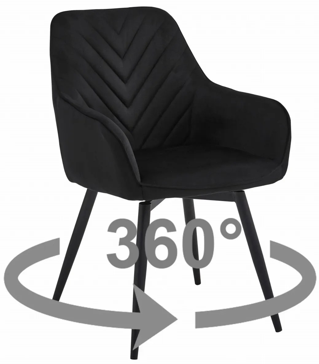Otočné jedálenské kreslo NANA360 VELVET, čierne