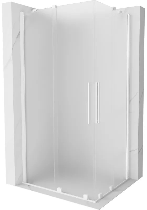 Mexen Velar Duo, sprchový kút s posuvnými dverami 100 x 90 cm, 8mm sklo námraza, biela matná, 871-100-090-32-20