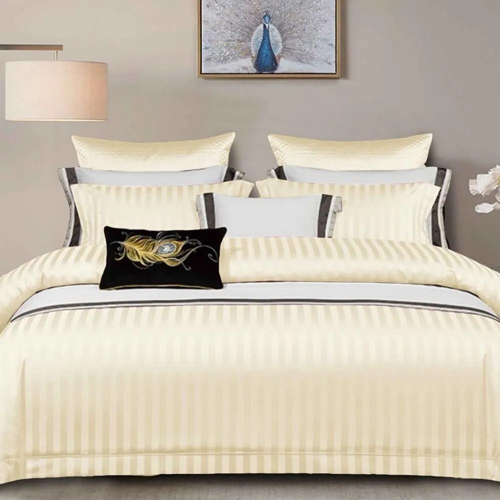 Saténové obliečky KRELA ECRU 3-dielna súprava 140x200 cm