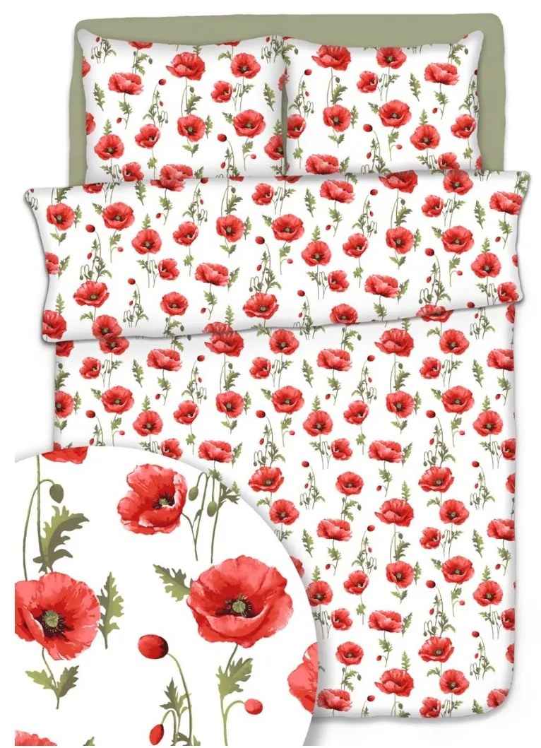 Obliečky krepové Maky biele TiaHome - 1x Vankúš 90x70cm, 1x Paplón 140x200cm