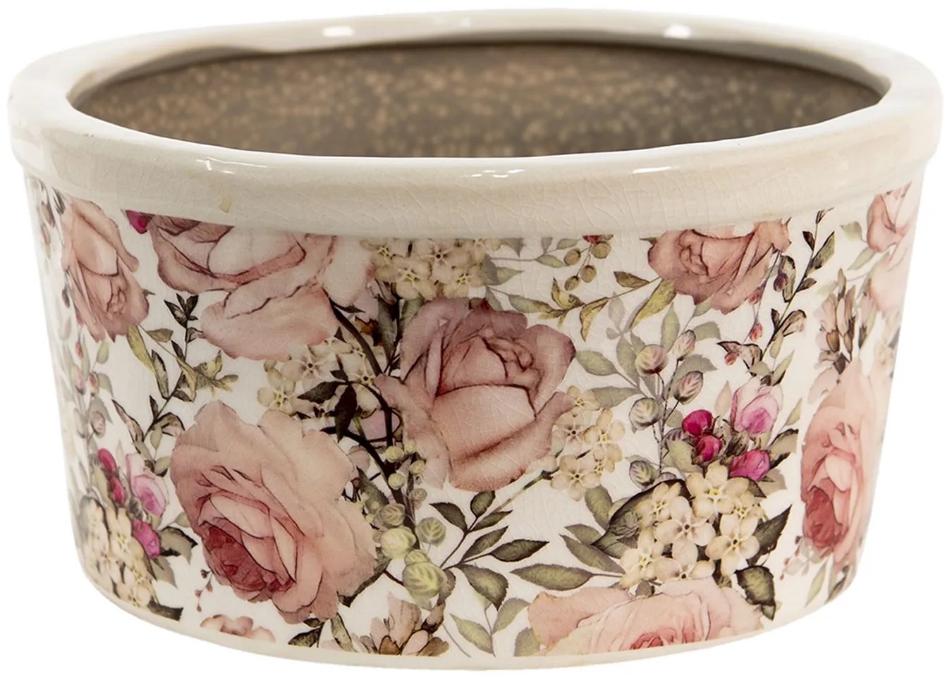 Keramický obal na kvetináč s ružami Rosien - Ø19*10 cm