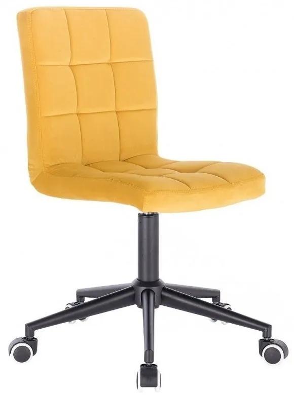 LuxuryForm DESIGN Stolička TOLEDO VELUR na čiernej podstave s kolieskami - žltá