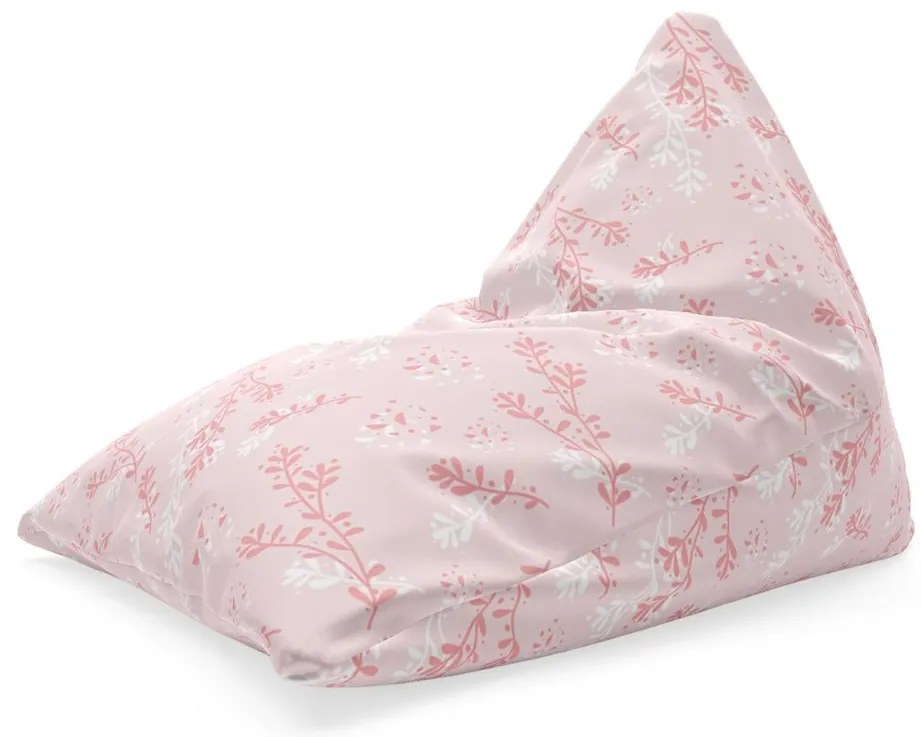 Sedací vak Triangl ružové rastliny, ružová